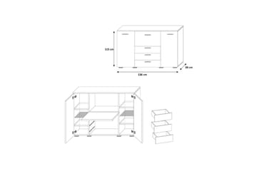 Bari kommode 136x39x115 cm - Opbevaring - Opbevaringsmøbler - Kommode