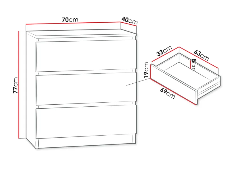 Basildon kommode 70 cm - brun - Opbevaring - Opbevaringsmøbler - Kommode - Entrékommode