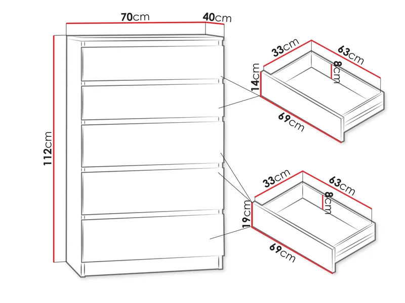 Basildon kommode 70 cm - brun - Opbevaring - Opbevaringsmøbler - Kommode - Entrékommode