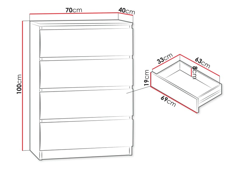 Basildon kommode 70 cm - brun - Opbevaring - Opbevaringsmøbler - Kommode - Entrékommode