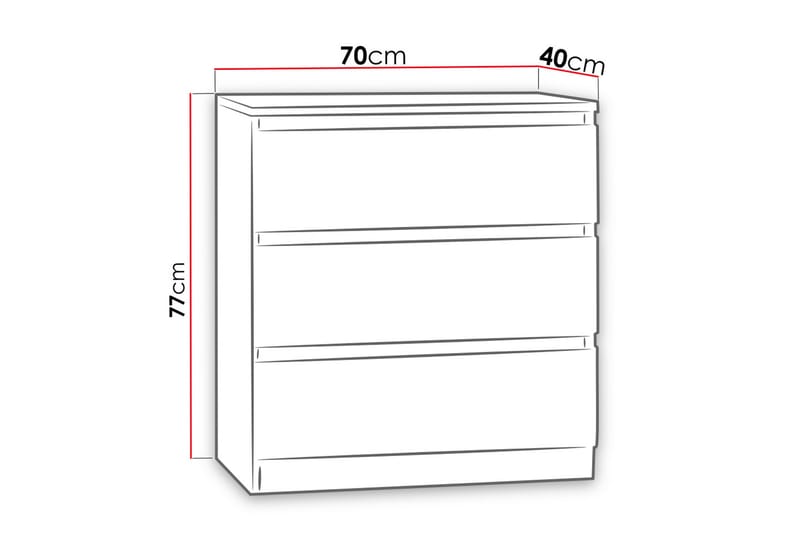 Basildon Kommode 70x40x77 cm - Hvid - Entréopbevaring - Entrékommode - Kommode