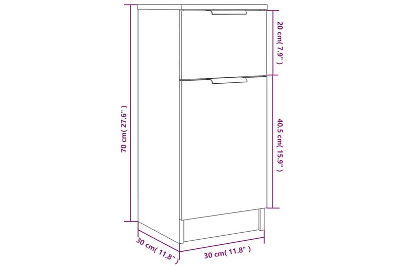 beBasic skænk 30x30x70 cm konstrueret træ brun egetræsfarve - Brun - Opbevaring - Opbevaringsmøbler - Kommode - Entrékommode