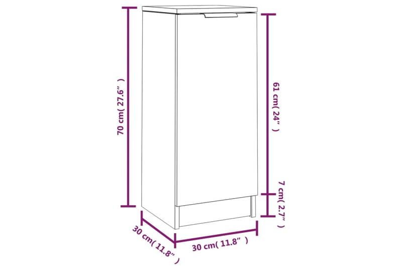 beBasic skænk 30x30x70 cm konstrueret træ brun egetræsfarve - Brun - Opbevaring - Opbevaringsmøbler - Kommode - Entrékommode
