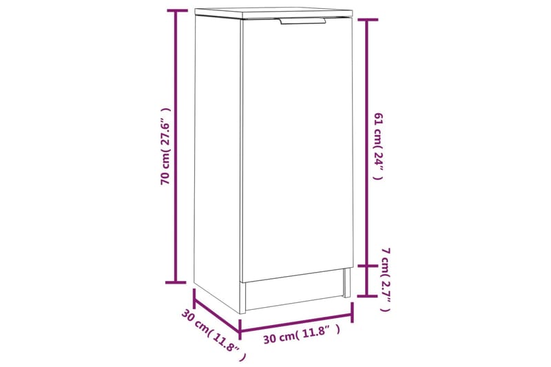 beBasic skænk 30x30x70 cm konstrueret træ brun egetræsfarve - Brun - Entréopbevaring - Entrékommode - Kommode