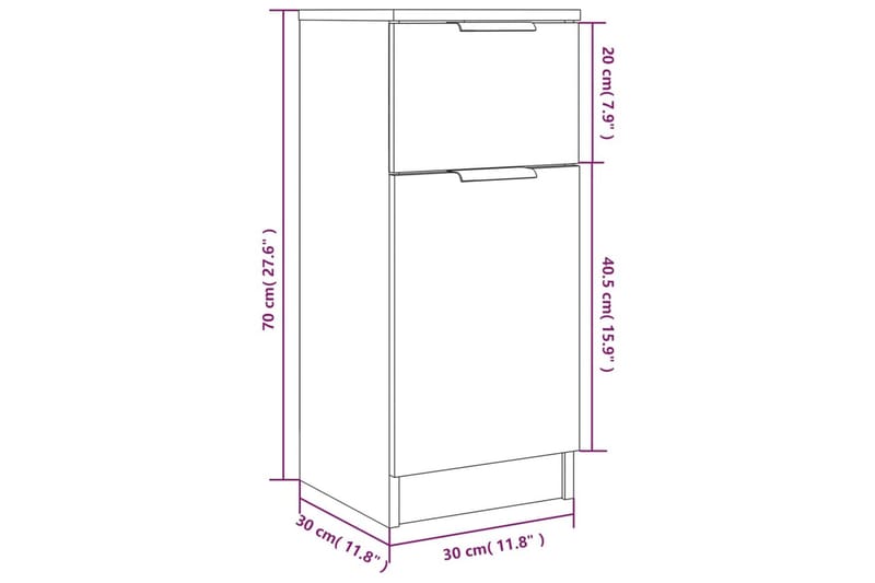 beBasic skænk 30x30x70 cm konstrueret træ sonoma-eg - Brun - Entréopbevaring - Entrékommode - Kommode