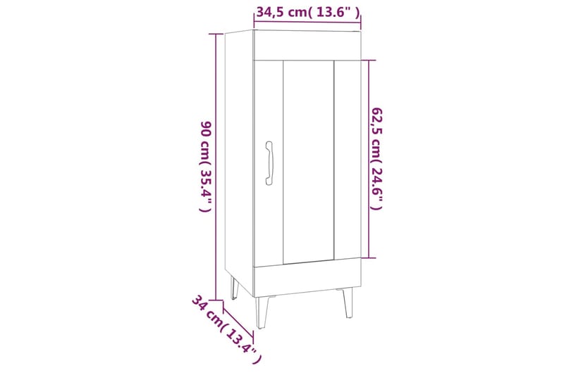 beBasic skænk 34,5x34x90 cm konstrueret træ betongrå - GrÃ¥ - Opbevaring - Opbevaringsmøbler - Kommode - Entrékommode