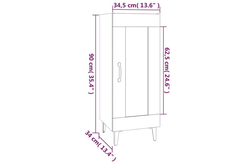 beBasic skænk 34,5x34x90 cm konstrueret træ betongrå - GrÃ¥ - Entréopbevaring - Kommode