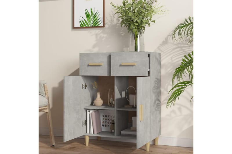 beBasic skænk 69,5x34x89 cm konstrueret træ betongrå - GrÃ¥ - Opbevaring - Opbevaringsmøbler - Kommode - Entrékommode
