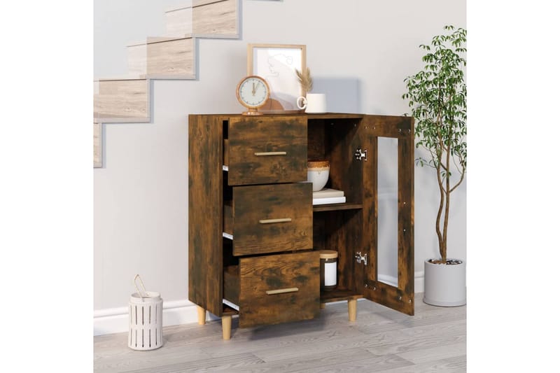 beBasic skænk 69,5x34x90 cm konstrueret træ røget egetræsfarve - Brun - Opbevaring - Opbevaringsmøbler - Kommode - Entrékommode
