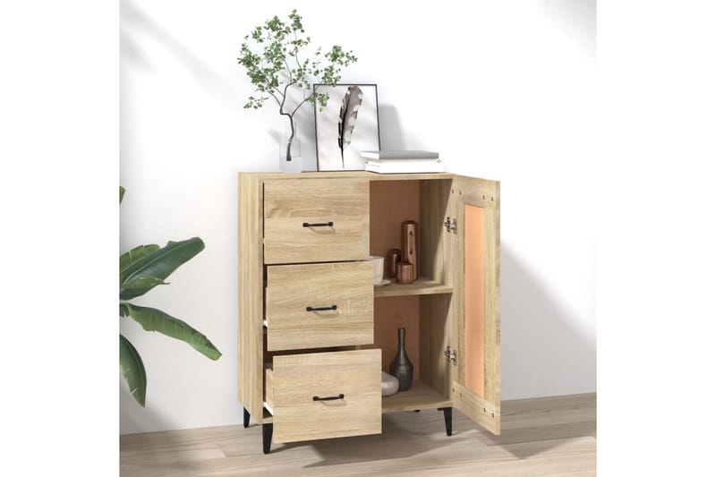 beBasic skænk 69,5x34x90 cm konstrueret træ sonoma-eg - Brun - Entréopbevaring - Entrékommode - Kommode