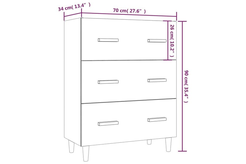 beBasic skænk 70x34x90 cm konstrueret træ betongrå - GrÃ¥ - Opbevaring - Opbevaringsmøbler - Kommode - Entrékommode