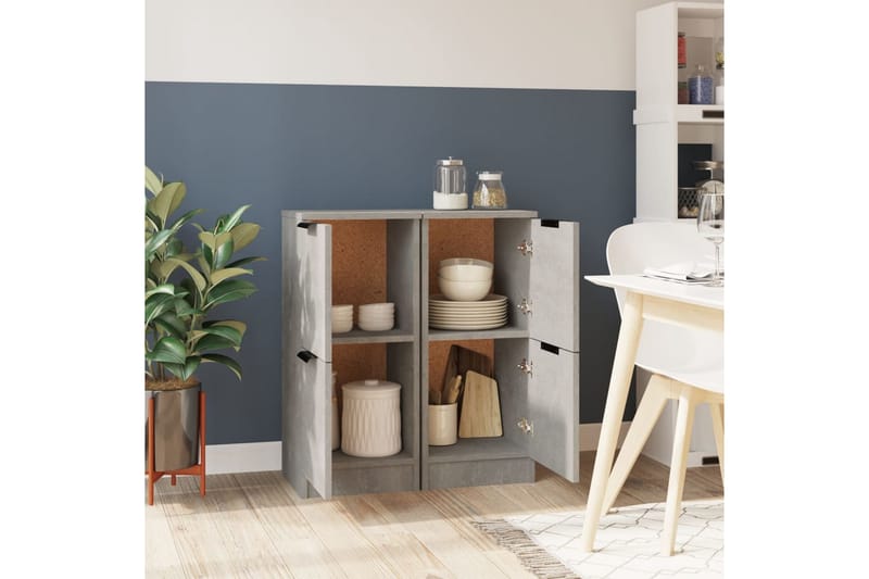 beBasic skænke 2 stk. 30x30x70 cm konstrueret træ betongrå - GrÃ¥ - Opbevaring - Opbevaringsmøbler - Kommode - Entrékommode