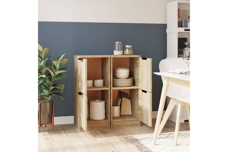 beBasic skænke 2 stk. 30x30x70 cm konstrueret træ sonoma-eg - Brun - Opbevaring - Opbevaringsmøbler - Kommode - Entrékommode