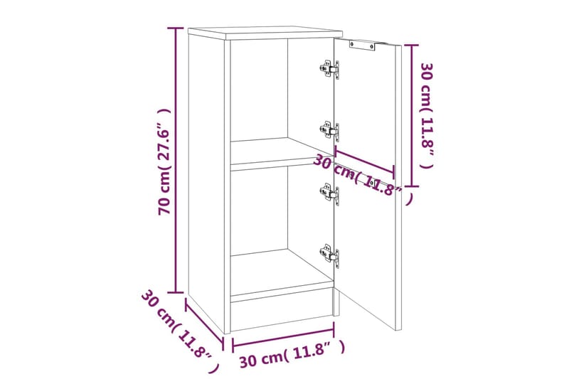 beBasic skænke 2 stk. 30x30x70 cm konstrueret træ sonoma-eg - Brun - Opbevaring - Opbevaringsmøbler - Kommode - Entrékommode