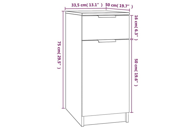 beBasic skrivebord 33,5x50x75 cm konstrueret træ betongrå - GrÃ¥ - Entréopbevaring - Kommode