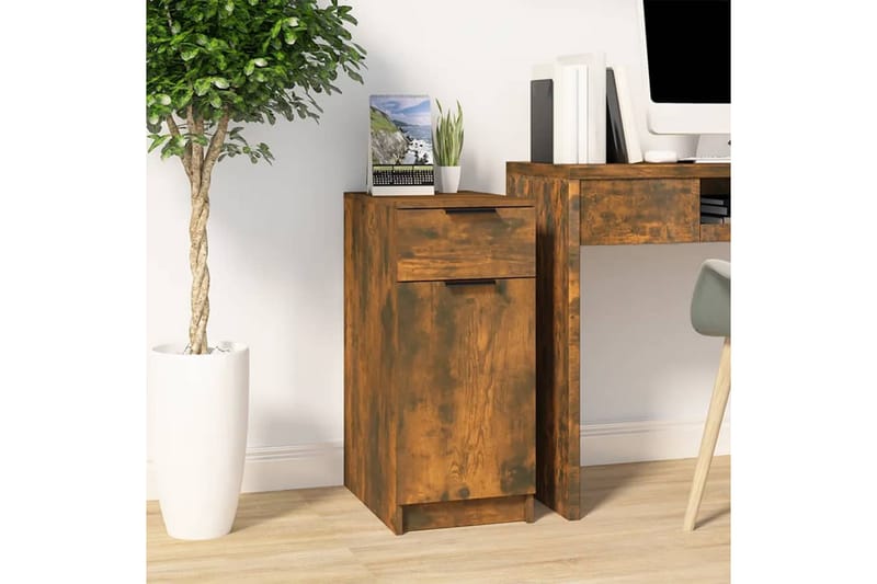 beBasic skrivebord 33,5x50x75 cm konstrueret træ røget egetræsfarve - Brun - Kommode - Entréopbevaring