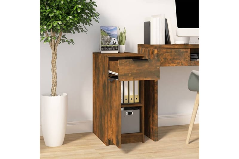 beBasic skrivebord 33,5x50x75 cm konstrueret træ røget egetræsfarve - Brun - Entréopbevaring - Kommode