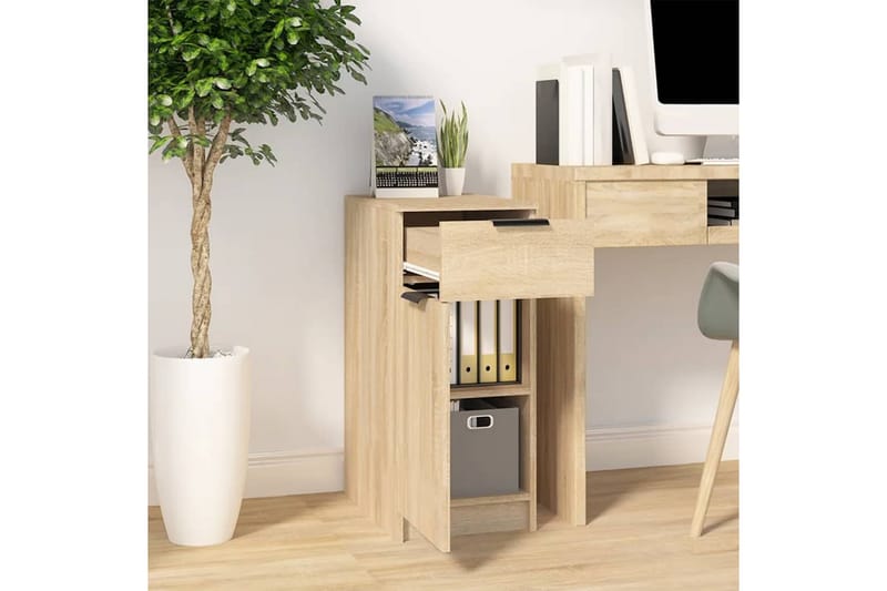 beBasic skrivebord 33,5x50x75 cm konstrueret træ sonoma-eg - Brun - Opbevaring - Opbevaringsmøbler - Kommode - Entrékommode