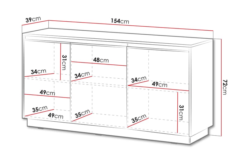 Bolstan Kommode 154 cm - Hvid - Opbevaring - Opbevaringsmøbler - Kommode