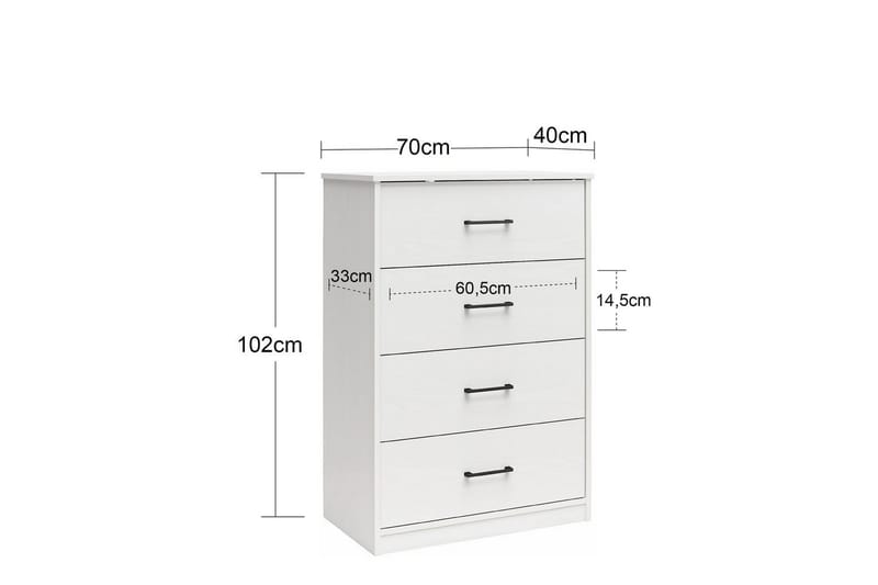 Kommode BrEZ 71x40x102 cm, Blond eg - 71x40x102 cm, Blond eg - Opbevaring - Opbevaringsmøbler - Kommode