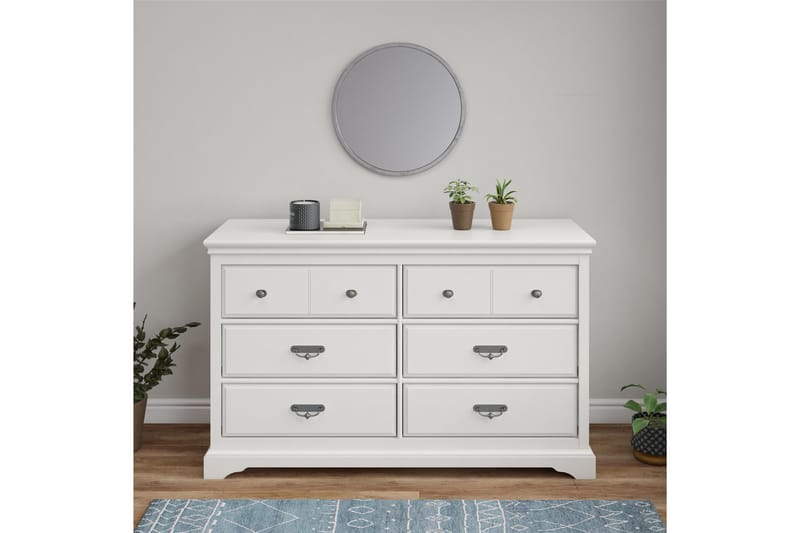 Bristol Kommode 151x49 cm 6 Skuffer Hvid - Dorel Home - Opbevaring - Opbevaringsmøbler - Kommode