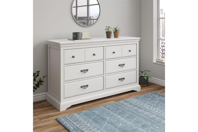 Bristol Kommode 151x49 cm 6 Skuffer Hvid - Dorel Home - Opbevaring - Opbevaringsmøbler - Kommode