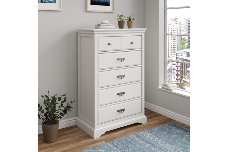 Bristol Kommode 88x49 cm 5 Skuffer Hvid - Dorel Home - Opbevaring - Opbevaringsmøbler - Kommode - Entrékommode