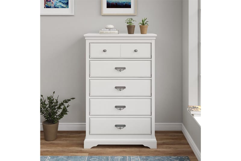 Bristol Kommode 88x49 cm 5 Skuffer Hvid - Dorel Home - Opbevaring - Opbevaringsmøbler - Kommode - Entrékommode