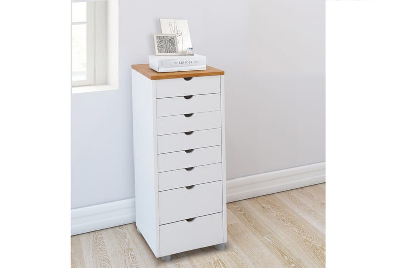 Brottkar Kommode 39x34 cm 8 Skuffer - Hvid - Opbevaring - Opbevaringsmøbler - Kommode - Entrékommode