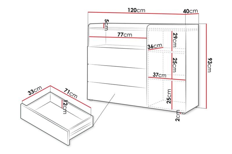Buhan Kommode 120 cm - Beige / Brun - Opbevaring - Opbevaringsmøbler - Kommode