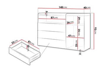 Buhan Kommode 140 cm - Beige / Brun - Opbevaring - Opbevaringsmøbler - Kommode