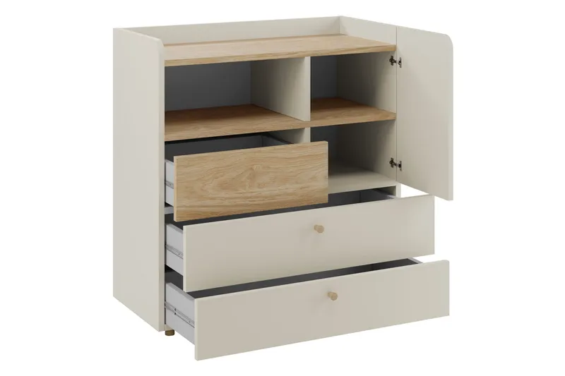 Buhan Kommode 90 cm - Beige / Brun - Opbevaring - Opbevaringsmøbler - Kommode - Entrékommode
