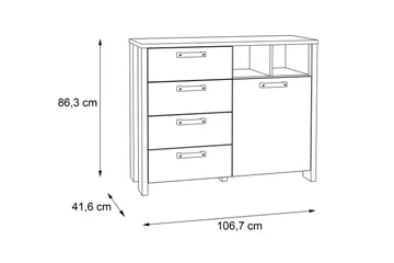 Cadle Kommode 107 cm - Brun/Grå - Opbevaring - Opbevaringsmøbler - Kommode