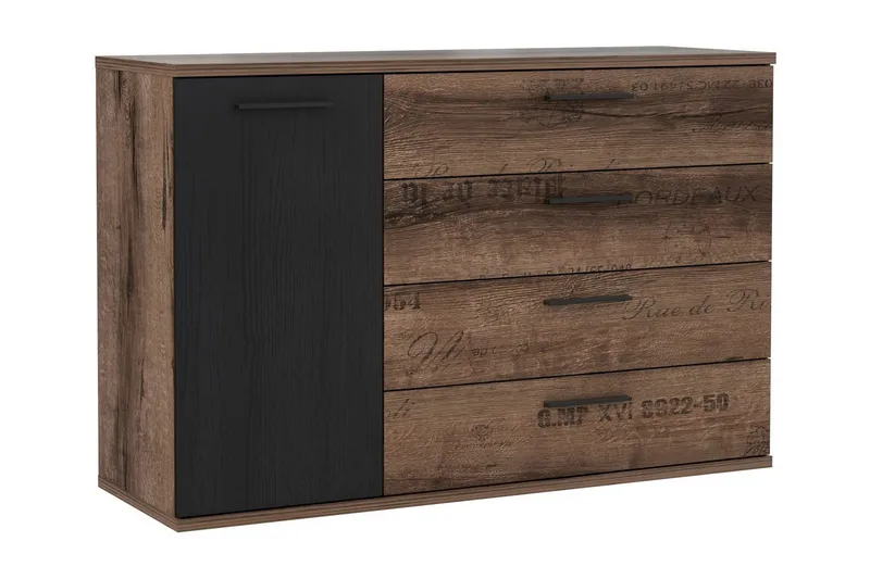 Cannop Kommode 125 cm, Brun/Sort