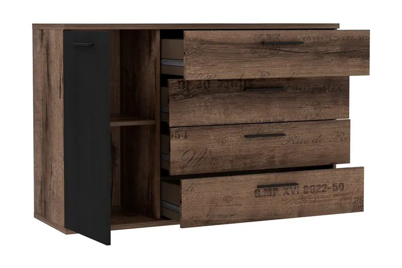 Cannop Kommode 125 cm - Brun/Sort - Opbevaring - Opbevaringsmøbler - Kommode