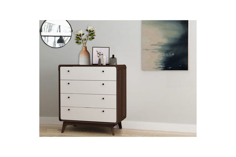 Kommode Cassie Valnød/Hvid - Valnød/Hvid - Opbevaring - Opbevaringsmøbler - Kommode - Entrékommode