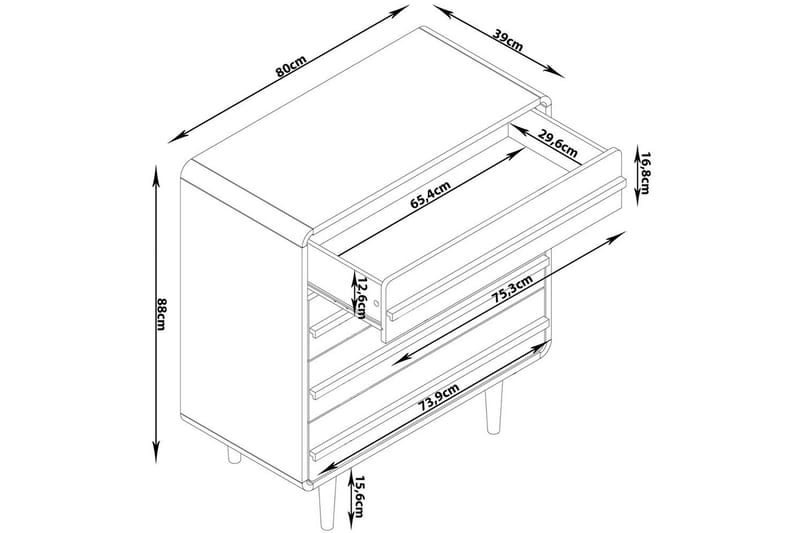 Kommode Chantal Grå - Grå - Opbevaring - Opbevaringsmøbler - Kommode - Entrékommode