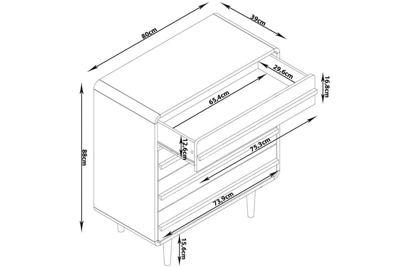 Kommode Chantal Natur - Natur - Opbevaring - Opbevaringsmøbler - Kommode - Entrékommode