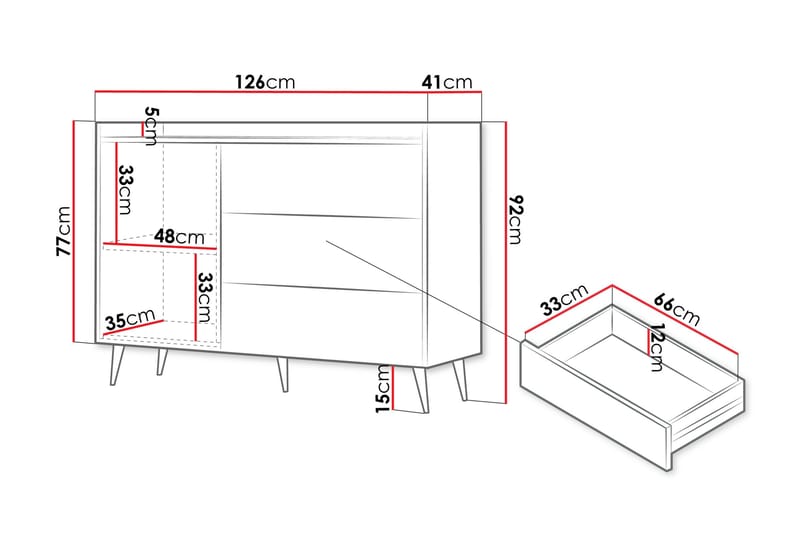 Chiku Kommode 126 cm - Beige - Opbevaring - Opbevaringsmøbler - Kommode