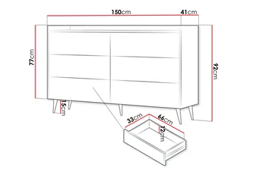Chiku Kommode 150 cm - Beige - Opbevaring - Opbevaringsmøbler - Kommode