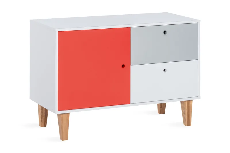 Concept Kommode Hvid/Grå/Rød, VOX
