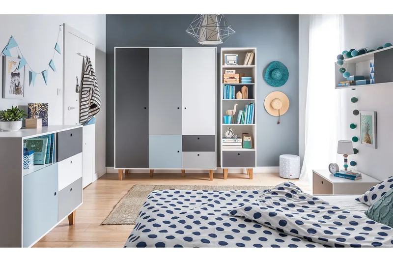 Concept Kommode Hvid/Mørkegrå/Blå - VOX - Opbevaring - Opbevaringsmøbler - Kommode