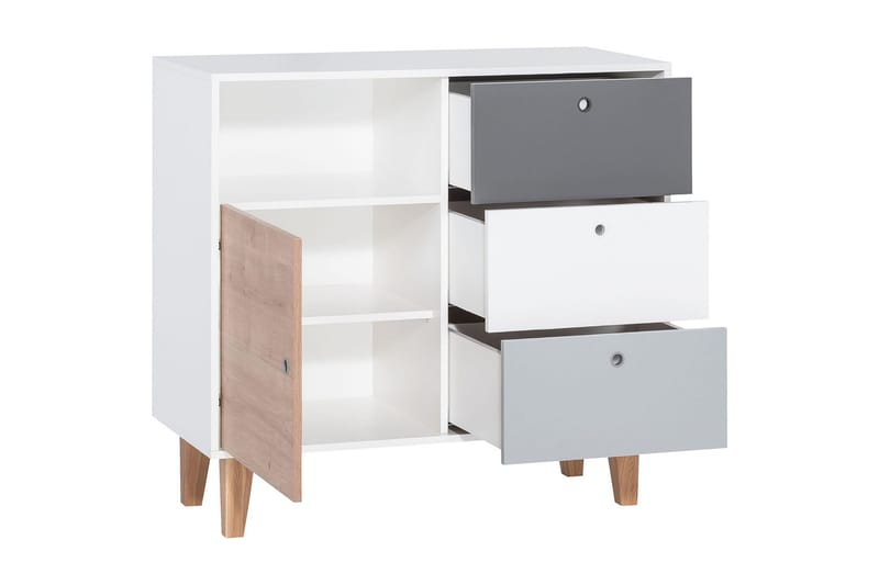 Concept Kommode Hvid/Mørkegrå/Gul - VOX - Opbevaring - Opbevaringsmøbler - Kommode