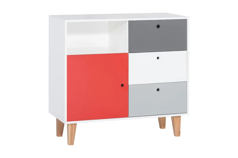 Concept Kommode Hvid/Mørkegrå/Rød, VOX