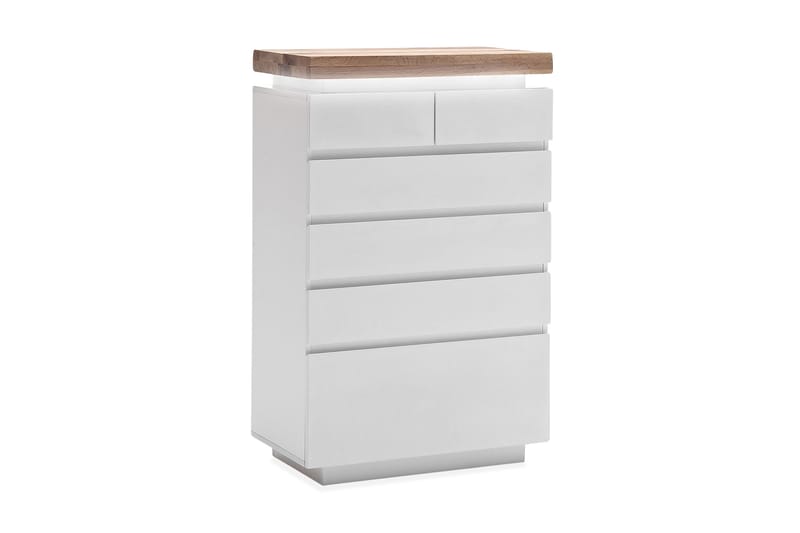 Corbett Kommode 73 cm 4 Stora + 2 Små Skuffer - Olieret Eg/Mat Hvid - Opbevaring - Opbevaringsmøbler - Kommode