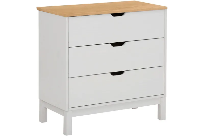 Crotone Kommode 76x39 cm 3 Skuffer - Hvid - Opbevaring - Opbevaringsmøbler - Kommode - Entrékommode