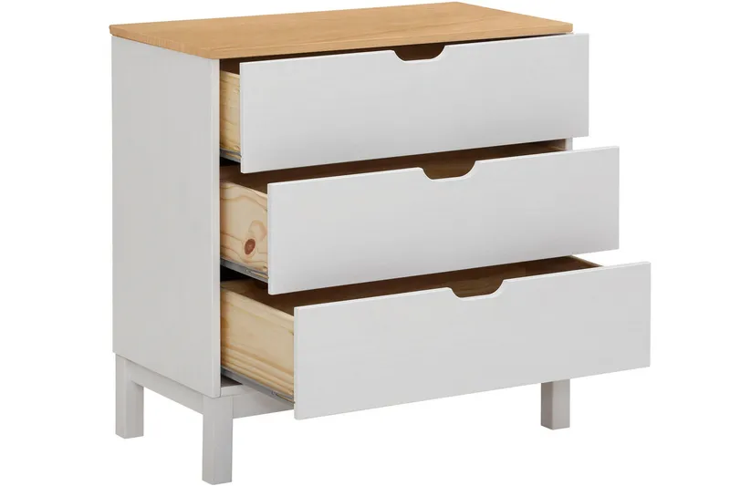 Crotone Kommode 76x39 cm 3 Skuffer - Hvid - Opbevaring - Opbevaringsmøbler - Kommode - Entrékommode