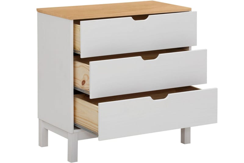 Crotone Kommode 76x39 cm 3 Skuffer - Hvid - Opbevaring - Opbevaringsmøbler - Kommode - Entrékommode
