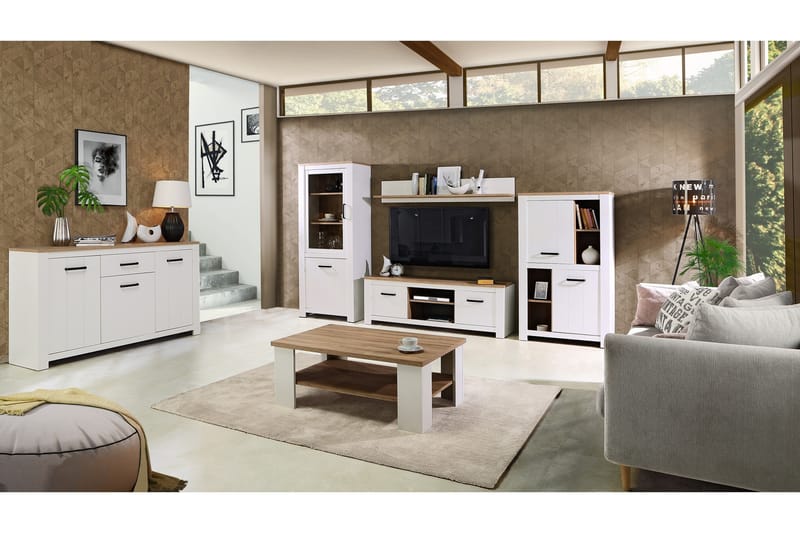 Crumpton Kommode 161 cm - Hvid/Brun - Opbevaring - Opbevaringsmøbler - Kommode