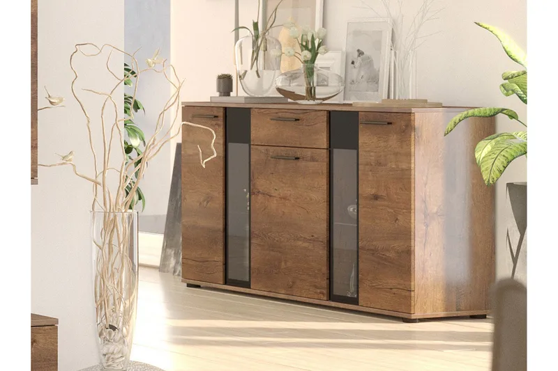Deardorf Kommode + LED 140 cm - Træ|natur - Opbevaring - Opbevaringsmøbler - Kommode - Entrékommode